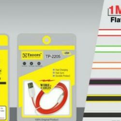 Rs 35 Per Pcs (Set of 5 Pcs) Troops Flat Charging Cable With 6 Month Warranty