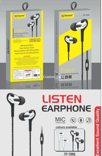 Rs 65 Per Pcs (Set of 6 Pcs) Troops 7068 Earphone