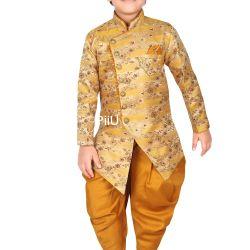 Golden sherwanu with dhoti