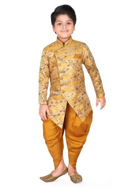 Golden sherwanu with dhoti