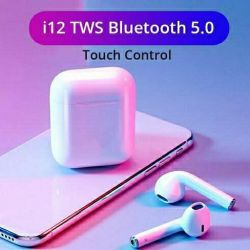 i12 TWS Bluetooth Bluetooth Headset  (WHITE, True Wireless)