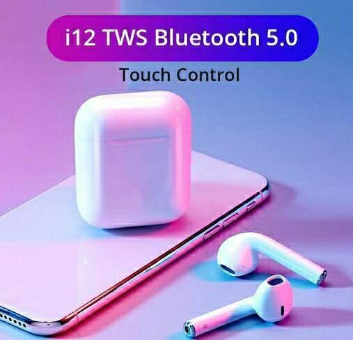 i12 TWS Bluetooth Bluetooth Headset  (WHITE, True Wireless)