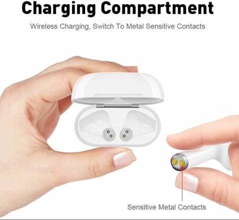 i12 TWS Bluetooth Bluetooth Headset  (WHITE, True Wireless)