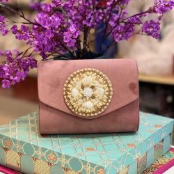 Stone Work Velvet Clutch