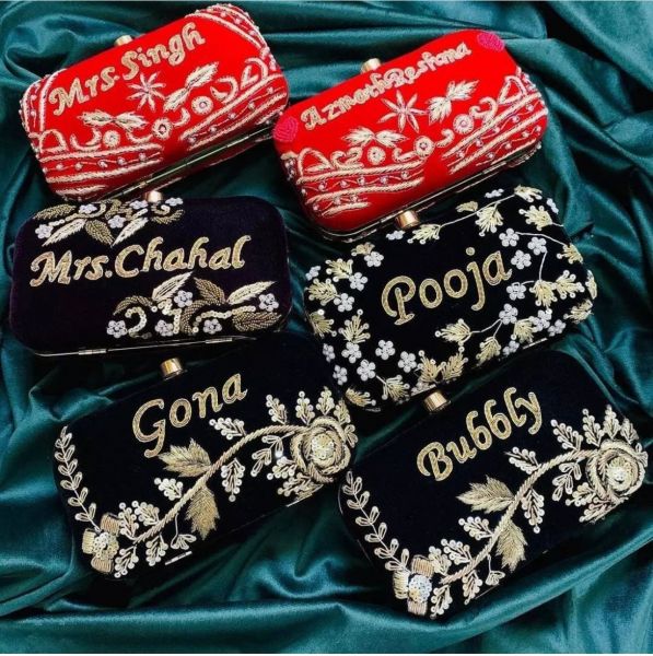 Embroidered clutch 