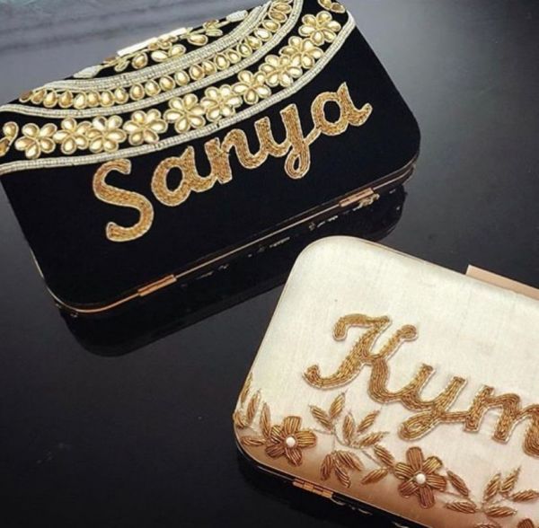 Embroidered clutch 