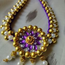 Silk thread with pearl and kundan beads neck choker