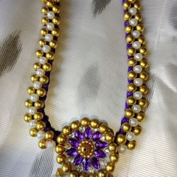 Silk thread with pearl and kundan beads neck choker