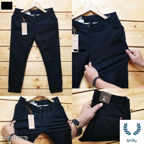 Elegant Fashionista Men Trousers Name: Elegant Fashionista Men Trousers Fabric: Cotton Net Quantity (N): 1 TRENDY MENS LYCRA TROUSER/ PANT Sizes:  28 (Waist Size: 28 in, Length Size: 39 in)  30 (Waist Size: 30 in, Length Size: 39 in)  32 (Waist Size: 32 in, Length Size: 39 in)  34 (Waist Size: 34 in, Length Size: 39 in) Country of Origin: India