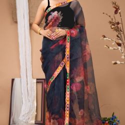 Vaidika Organza digital Printed sequence Work saree