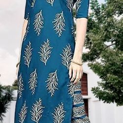 Blue Rayon A-Line Kurta & Palazzo