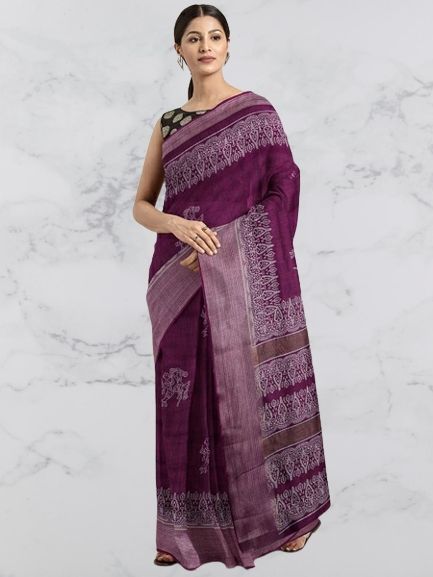 Embroidered Jute Silk Saree