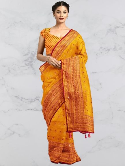 Embroidered Jute Silk Saree