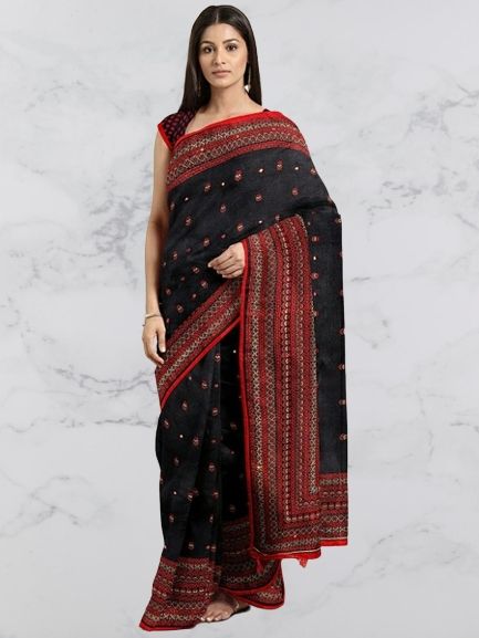 Embroidered Jute Silk Saree