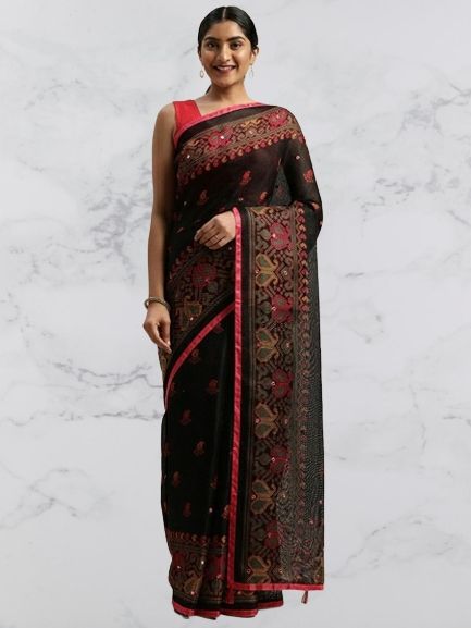 Embroidered Jute Silk Saree