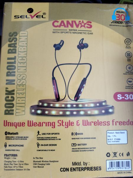 SELVEL WIRELESS NECKBAND CANVAS SERIES BLUETOOTH model S-306