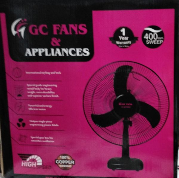 GC FANS AND APPLIANCES  1YEAR WARRANTY ONLY ON MOTER 400MM SWEEP HIGH SPEED 100% COPPER WINDING 
