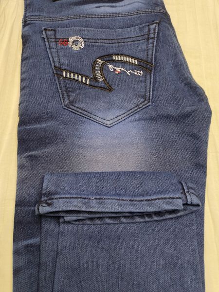 Slim Fit Men's Navy Blue Light Shade Stretchable Jogger Denim Jeans  Size _28