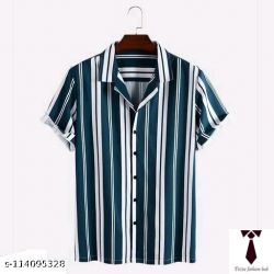 Catalog Name:*Fancy Fashionista Men Shirts* Fabric: Lycra Sleeve Length: Short Sleeves Pattern: Striped Net Quantity (N): 1 Sizes: M (Chest Size: 38 in, Length Size: 27 in)  L (Chest Size: 40 in, Length Size: 27.5 in)  XL (Chest Size: 42 in, Length Size: 28 in)   