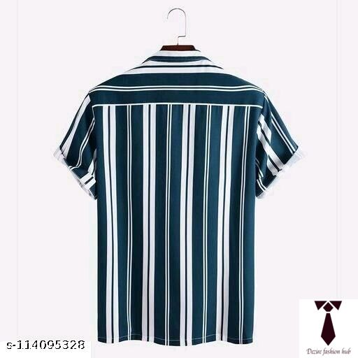 Catalog Name:*Fancy Fashionista Men Shirts* Fabric: Lycra Sleeve Length: Short Sleeves Pattern: Striped Net Quantity (N): 1 Sizes: M (Chest Size: 38 in, Length Size: 27 in)  L (Chest Size: 40 in, Length Size: 27.5 in)  XL (Chest Size: 42 in, Length Size: 28 in)   
