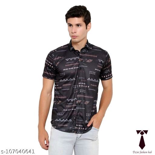 Mens imported lycra digital printed casual half shirt