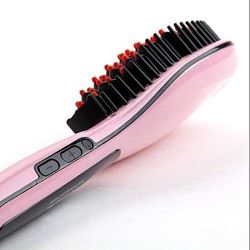 Hair Electric Comb Brush 3 in 1 Ceramic Fast Hair Straightener For Women's Hair Straightening Brush with LCD Screen, Temperature Control Display,Hair Straightener For Women (Pink)