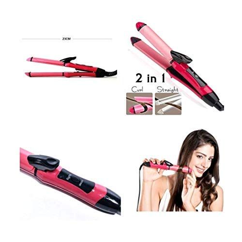 2 in 1 Hair Straightener Plus Curler with Ceramic Plate 