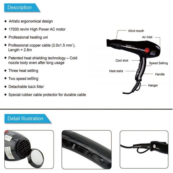choba hair dryer 2000w