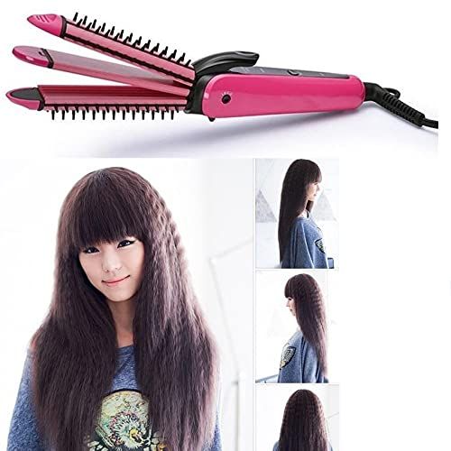 3 in 1 hair straightener exclusive hair pressing machine MULTIFUNCTION PREFECT CURL HAIR STRIGHTNER Hair Straightener (Pink)