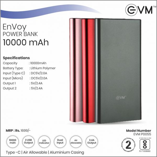 EVM EnVoy 10000mAh Power Bank PNK