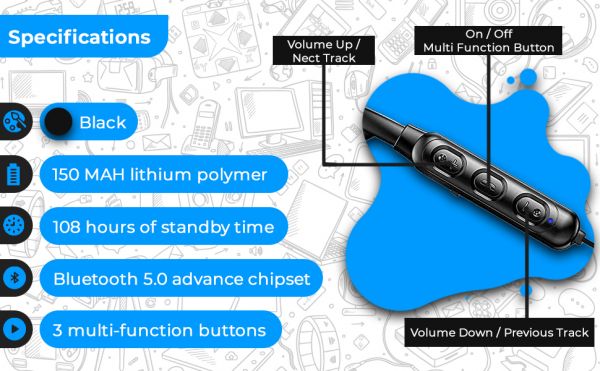 TNL Dhunn Bluetooth Earphones BLK