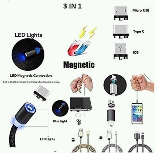 3 in one Magnetic Data cable