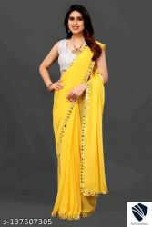 Yellow FENCY GEORGETTE CUT WORK 