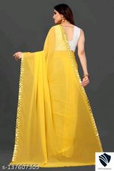Yellow FENCY GEORGETTE CUT WORK 