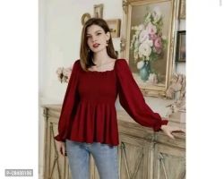 Elegant Crepe Solid Top For Women