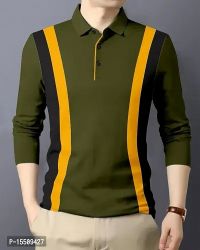 Reliable Blue Cotton Blend Solid Polos For Men