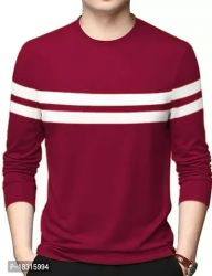 HEATHEX Men's Cotton Blend Striped Round Neck Full Sleeve T-Shirt
