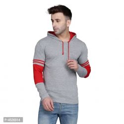 Men's cotton Blend Self Pattern Hooded Tees