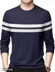HEATHEX Men's Cotton Blend Striped Round Neck Full Sleeve T-Shirt