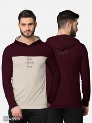 Trendy Front and Back Printed Full Sleeve / Long Sleeve Hooded Tshirt for Men