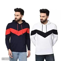 Aarcadian Men's Regular Fit Designer Zigzag Hood Full T-Shirt Combo