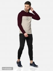 Trendy Front and Back Printed Full Sleeve / Long Sleeve Hooded Tshirt for Men