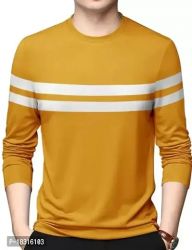 HEATHEX Men's Cotton Blend Striped Round Neck Full Sleeve T-Shirt
