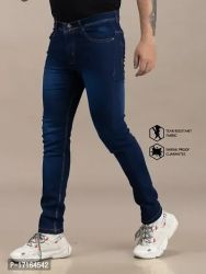 Grey Denim Mid Rise Jeans For Men