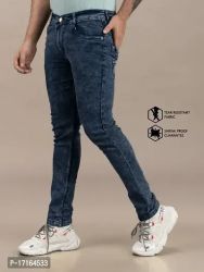 Grey Denim Mid Rise Jeans For Men