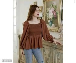 Elegant Crepe Solid Top For Women