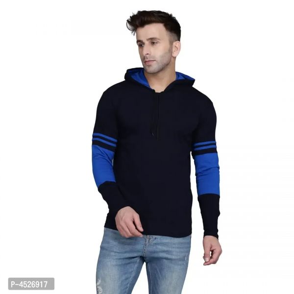 Men's cotton Blend Self Pattern Hooded Tees