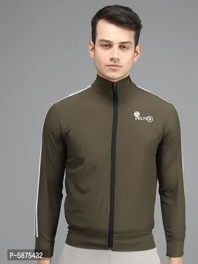 Stylis NS Lycra Solid Side Stripe Grey Track Jacket