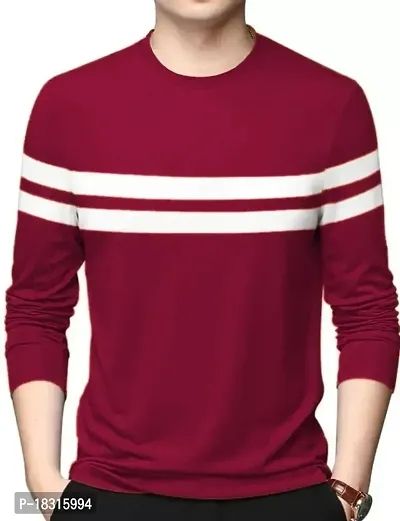 HEATHEX Men's Cotton Blend Striped Round Neck Full Sleeve T-Shirt