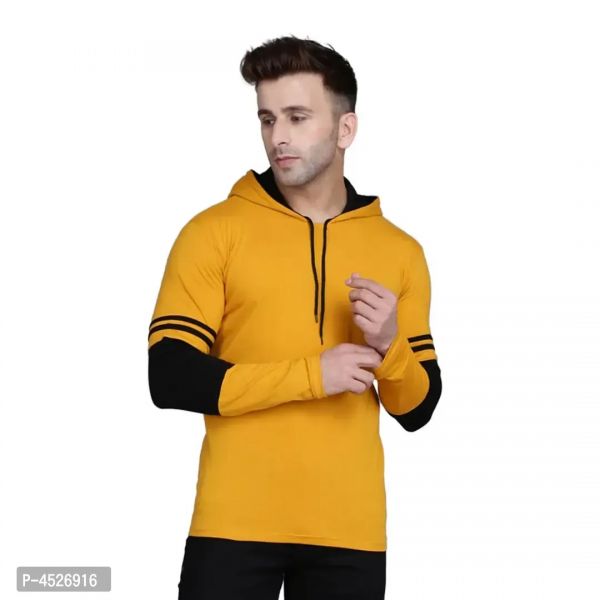 Men's cotton Blend Self Pattern Hooded Tees